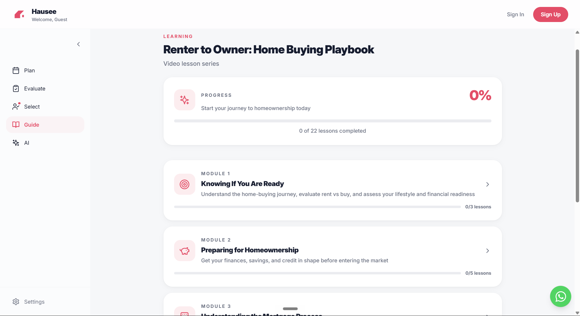 Hausee Guide App Screenshot